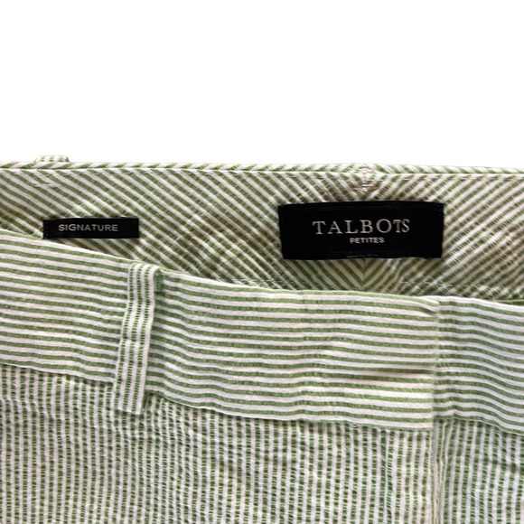 Talbots Green White Striped Capri Pants Size Petite 8 - Picture 3 of 5